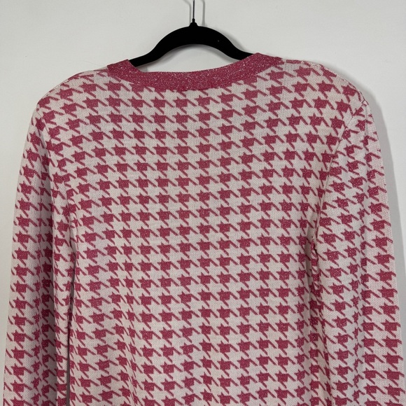 FIGARO Pink White Houndstooth Cardigan Dress Size 3 Long Sleeve Made in Greece - Picture 10 of 14
